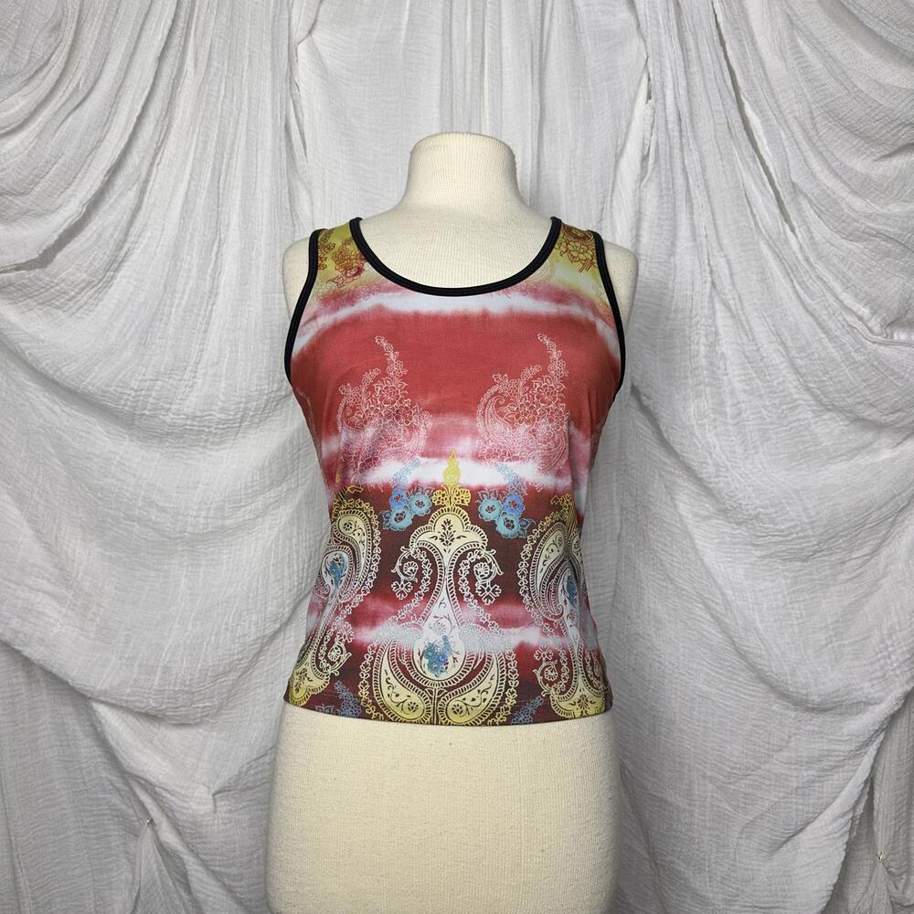 Preppy Indie Boho So Sporty Paisley Print Tank Top Size XL